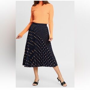 NWT Banana Republic Petite Polka dot pleated midi skirt